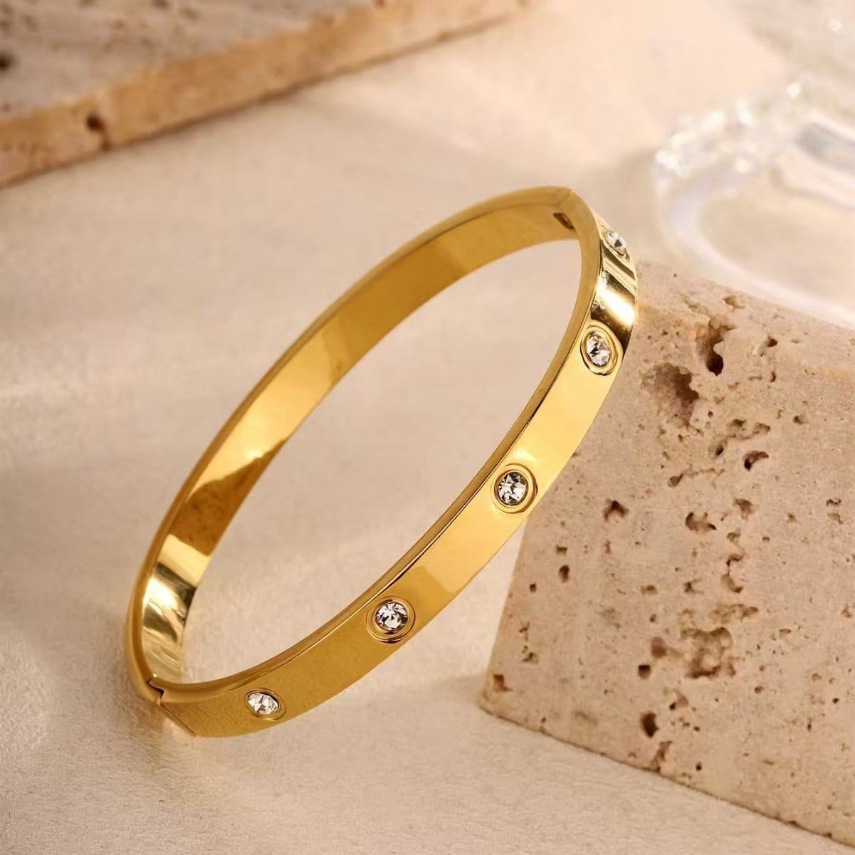 Gold Screw Love Bangle Bracelet