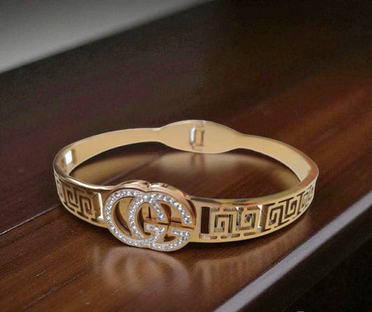 Gold Plated Double G Crystal Cuff Bracelet