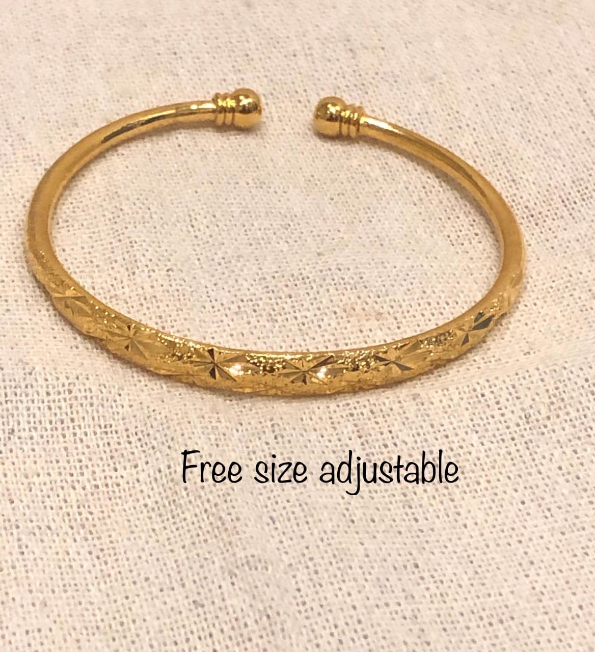 Gold Plated Textured Open Cuff Bangle 