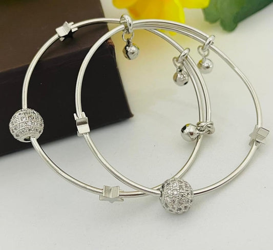 Elegant Silver Charm Bangle Bracelet