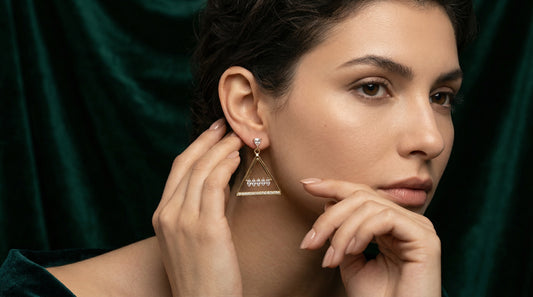 Golden Triangle Crystal Drop Earrings