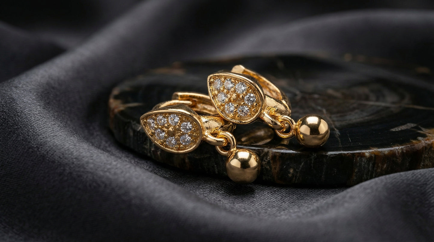 Golden Teardrop Crystal Charm Earrings