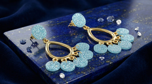 Sky Blue Crystal Drop Chandelier Earrings