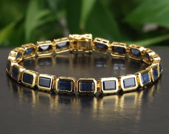 Black Onyx Hexagon Gold Bangle Bracelet