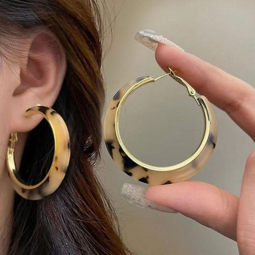 Ivory Tortoiseshell Statement Hoop Earrings