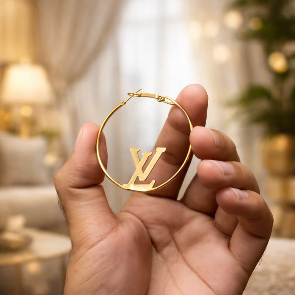 Luxury LV Style Gold Hoop Earrings